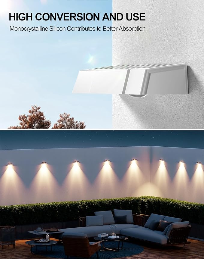 Solar Fence Lights 10 Pack Fence Light Solar Powered Waterproof IP65 Multicolor Led 9 Fixed Colors ＆RGB Color Changing Solar Lights Outdoor for Deck Patio Porch Stairs Holiday (White)