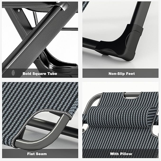 Deck Chair FoldingZero Gravity Lounge Chair Garden Chairs Zero Gravity Chairs Gravity Chairs Reclining Patio Lounge Chair Outdoor Adjustable Reclining Camping Chair Su