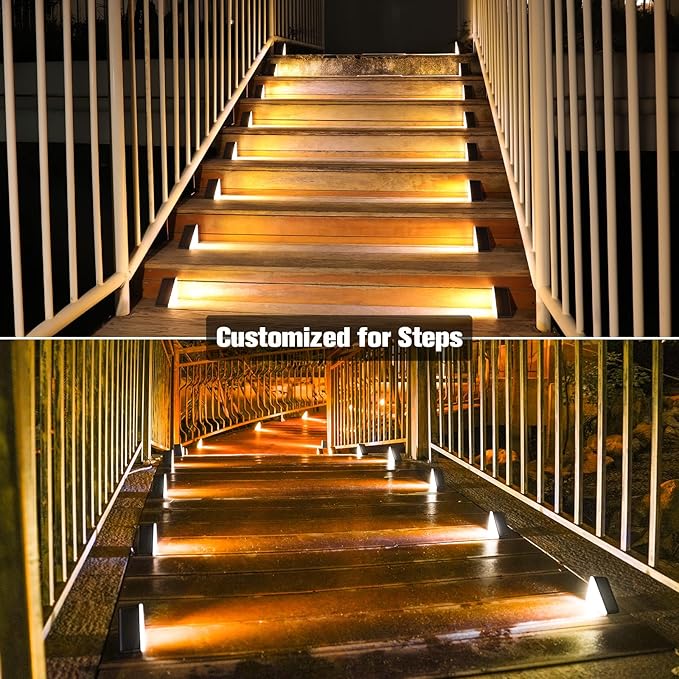 VOLISUN Solar Step Lights for Outside Solar Stair Lights Outdoor Waterproof IP67 LED Outdoor Step Light 80 Lumen Deck Light for Outside Front Porch and Patio(Black24 Pack)