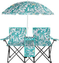 Double Folding Camping Chair with Sunshade Umbrella &amp Cup Holder &amp Pocket Durable 2 Seat Outdoor Chair for Fishing and Camping Compact Design with Carrying Bag Suit for Outdoor Adventures