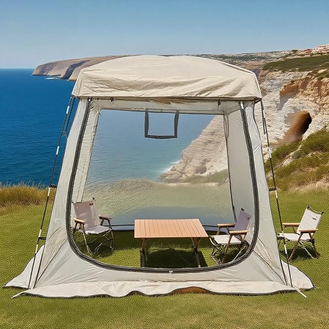 2-3 Person Clear Sport Tent with Extra Rain Cover - Windproof Winter Tent for Ice Fishing Backyard &amp Outdoor Sports