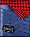 XL Queen Size 2 Person Double Sleeping Bag for Adults Lightweight Compact with Flannel Liner &amp Thermolock Draft Tube Machine Washable All Season Camping Travel