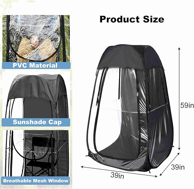 Weather Pod 1 Person Clear Tent Portable &amp Foldable for Watching Outdoor Sports Events Camping Fishing (Weather Pod)