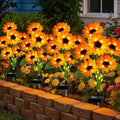 Solar Sunflower Lights Outdoor Garden Decor 4 Pack Solar Flowers Lights with 18 Sunflowers Waterproof Fall Decor Stake Decorative Light Auto ON/Off for Garden Yard Patio Gift for Women