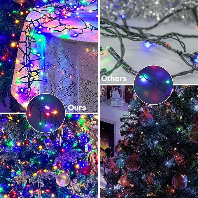 1000 LED 50FT Cluster String Lights Outdoor Multicolor Waterproof Christmas Tree Firecrackers String Lights with 8 Modes &amp Timer Plug in Twinkle Fairy Lights Decor for Indoor Xmas Party Bedroom