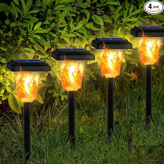 Swingers Solar Lights Outdoorwith Upgraded 2nd-gen Flame techLED Solar Torch Lights with Flickering FlameWaterproof Outdoor Garden Light for Christmas Garden Landscape Path Yard Patio (4)