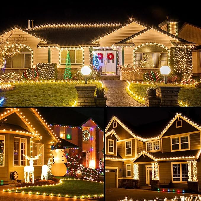 Moonflor C9 Christmas Lights Outdoor Vintage Christmas String Lights 100FT 100LED Green Wire (Warm White)