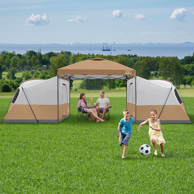 KAMPKEEPER Canopy Side Tent4-6 Person Camping Cube Tent for 10x10 Pop Up CanopiesEasy Up Gazebo with WindowCompatible with 10' Wide Canopy Tents