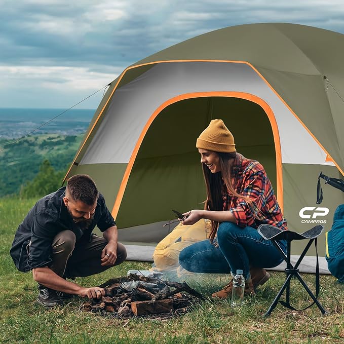 Tents for Camping 4 Person Tent Waterproof Windproof Double Layer Camping Tent Easy Setup Dome Tent with Large Mesh Windows &amp Wider Door for Outdoor Camping &amp Hiking