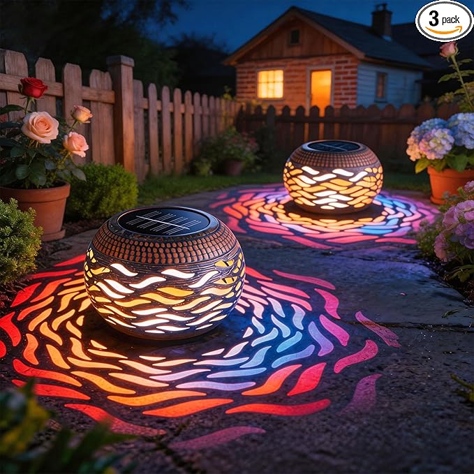 Solar Lanterns Outdoor Waterproof 2 Pack Retro Metal Hollow Out Solar Lantern Lights with 3 Lighting Modes Decorative Table Lanterns for Garden Yard Patio Porch  Gardening Gifts for Women Mom