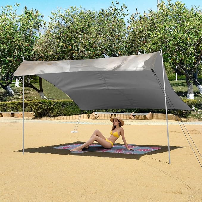 Black Gold Grey Marble Camping Sun Shelter Beach Tent Portable Beach Sun Shade Outdoor Canopy for Camping Trips Fishing Picnic