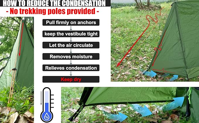 2-Person Trekking Pole Tent for Backpacking - Ultralight A-Frame Backpacking Tent Two Person Waterproof Hiking Tent for Camping Lightweight Camping Tent for Scouts Trekker (No Poles)