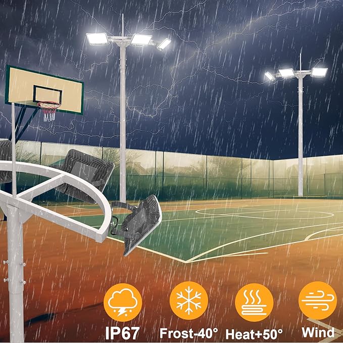 100W Flood Lights Outdoor 11000LM Super Bright Flood Light Outdoor LED Flood Lights with PlugIP67 Waterproof6500K Daylight White Outside Floodlights for Garage Yard LawnStadiumGarden