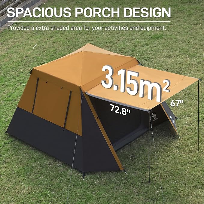 EVER ADVANCED Blackout Design 6 Person Camping Tent Instant Cabin Tent for Family with Vestibule and Large Mesh Windows 60s Easy Setup Double Layer Water-Resistant