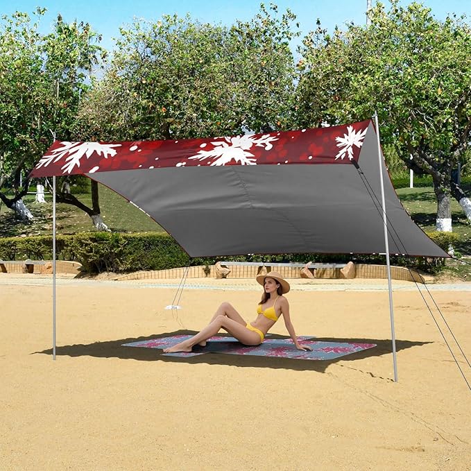 Christmas SnowflakeCamping Sun Shelters 9.2 x 10.5 FT Beach Canopy Tent Sun Shade with Carrying Bag for Camping Trips Fishing Backyard Fun or Picnics 21341171