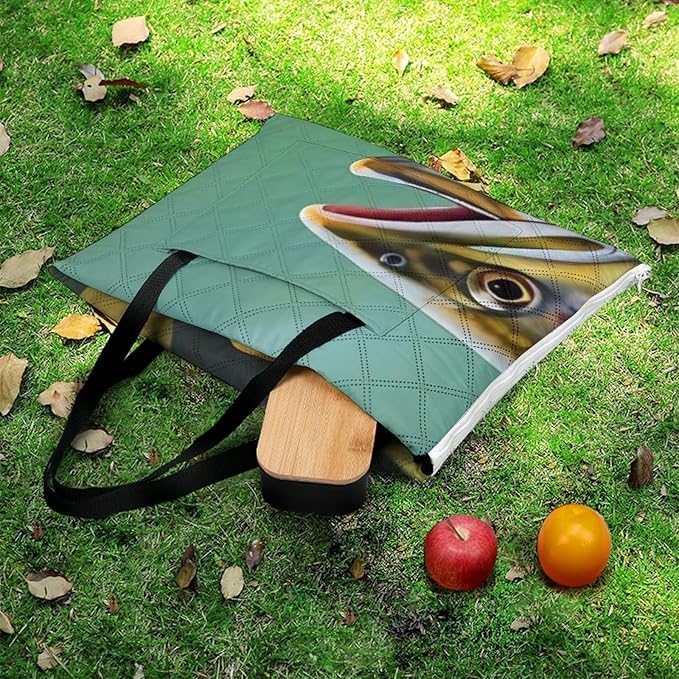 Brook Trout Fly Fishing_79629943 Print Zipper Style Picnic Mat Waterproof &amp Heat-Insulating Foldable Into A Shopping Bag