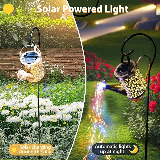 Solar Watering Can Light Solar Yard Decorations Outdoor Garden Decor Lights IP65 Waterproof Hanging Lantern Lights Flower Bed Decor Gifts for Grandma Women Mom