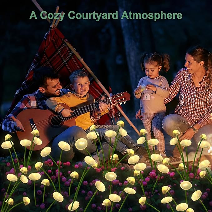 6 Pack 48LED Solar Garden Lights 8 Lighting Modes Swaying Mushroom Lights IP65 Waterproof Outdoor Decor for Garden Yard Patio Pathway &amp Gifts for Women Grandma (Warm White)