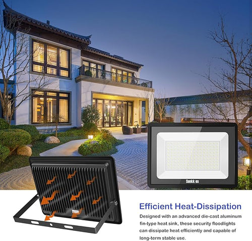150W LED Flood Light Outdoor 3 Pack IP66 Waterproof 6000K Daylight White Security Lights Outside Lamp 18000LM Exterior Floodlights Lighting for Workshop Yard Stadium