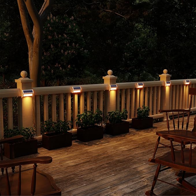 ROSHWEY Solar Deck Lights 6 Pack 30 LED Stainless Steel Outdoor Deck Lights Solar Powered IP65 Waterproof Step Light for Outside Outdoor Decor for Backyard Fence Step Stair Warm White Light