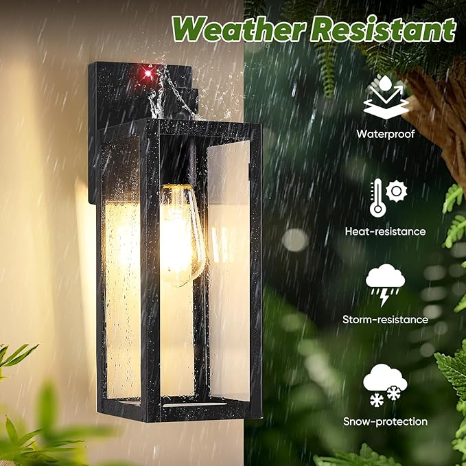 Upgraded Motion Sensor Outdoor Wall Light Large Size Dusk to Dawn Porch Light Outdoor Wall Sconce Lantern 3 Lighting Modes Exterior Lighting Fixture Wall Mount Outside Light for House Garage Black