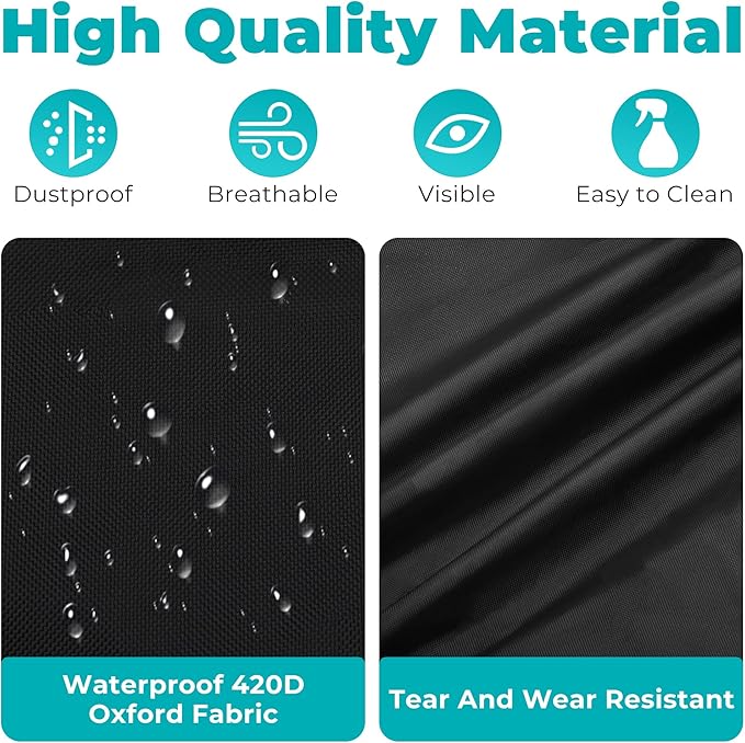 Pan Rack Cover 61 x 28 x 23 Inch Bread Rack Cover 20 Tier Sheet Waterproof Bakery Holder Cover Dustproof with Zipper Breathable Mesh Vent