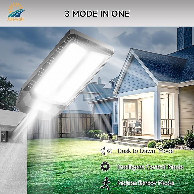 6000W Solar Lights Outdoor Waterproof 7000K Dusk to Dawn Outdoor Solar Street Light Motion Sensor with Remote LED Security Flood Light for Outside Garden Yard Pathway Garage Parking Lot 2 Pack