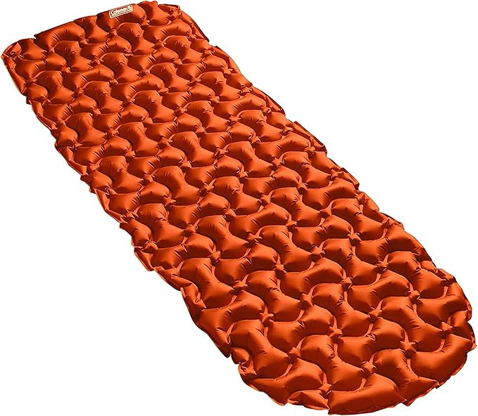 Coleman Kompact Inflatable Camp Sleeping Pad with Built-in Air Valve and Included Carry Bag No Pump Needed Textured Grip Bottom Keeps Pad in Place Premium/Basic