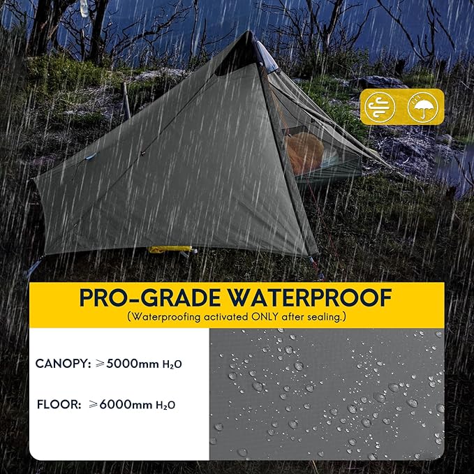 LANSHAN Ultralight Tent 3-Season Backpacking Tent for 1-Person or 2-Person Camping Trekking Kayaking Climbing Hiking