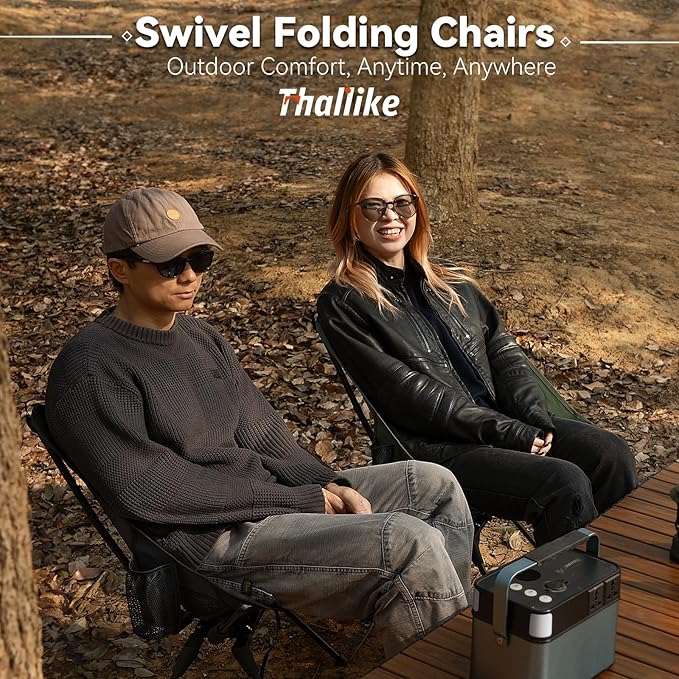 Upgraded 360° Swivel Camping Chair for Adults Portable Folding Chair with Cup Holder Lightweight Compact Backpack Outdoor Chair for Travel Fishing Hiking and Beach