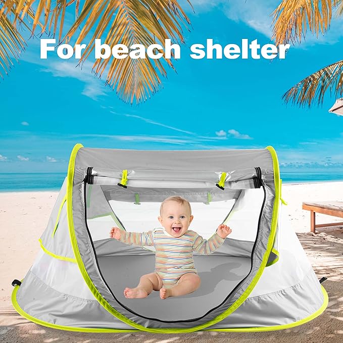 Poray Portable Baby Beach Tent with UPF 50+ Sun ShelterMosquito Net and Sunshade Ideal Pop Up Kids Travel Tent with Carry Bag &amp 2 StakesOutdoor Indoor Play and Sun Protection