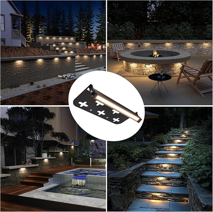 Teekuv 8 Pack 7 Inch Retaining Wall Lights 5W LED Hardscape Lighting 12V AC/DC Low Voltage Paver Lights Outdoor Waterproof 2700K Soft White Landscape Lighting for Walls Patio Yard ETL