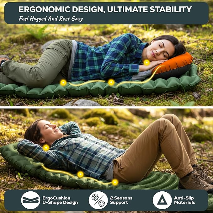 Gear Doctors® Ether 17.5oz Ultralight Camping Sleeping Pad – Backpacking Air Mattress – Camping Mattress Pad – Compact Inflatable Sleeping Mat for Backpacking Comfortable Outdoor Hiking Tent Travel