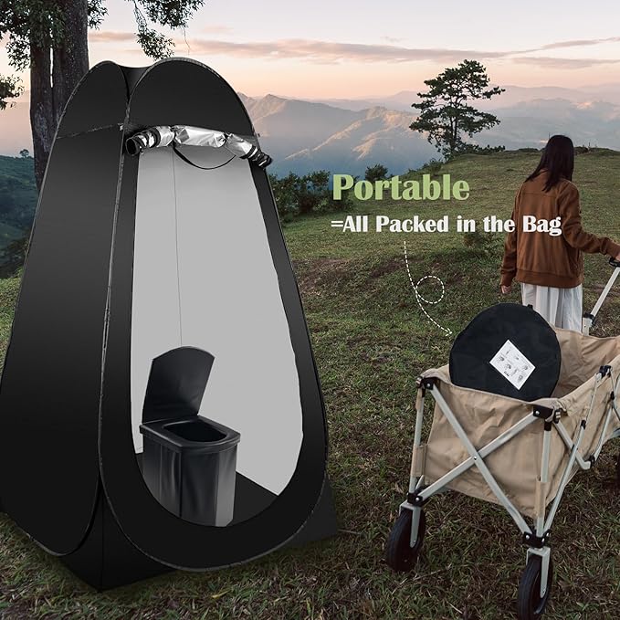 Portable Camping Toilet Kit for Adults Pop up Privacy Tent X Large Folding Toilet Potty with Camping Tent Outdoor Instant Shower Tent Camp Toilet Changing Dressing Room