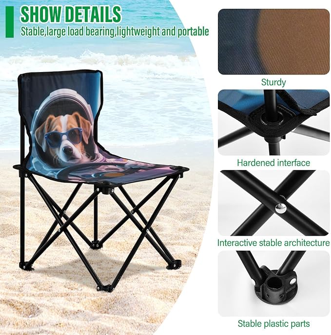 Animal Astronauts Compact Camping Chairs for Adults Ultralight Backpack Chair Includes Carry Bag Fishing Chair for Sports Lawn