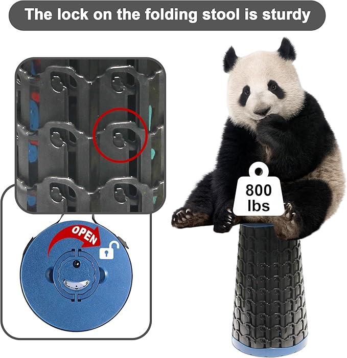 Upgraded Collapsible Stool with Cushion 880Lbs Max Weight Portable Folding Height Adjustable Lightweight Retractable Telescoping Stool for Camping Outdoors Fishing Hiking Travel BBQ with Carry Bag
