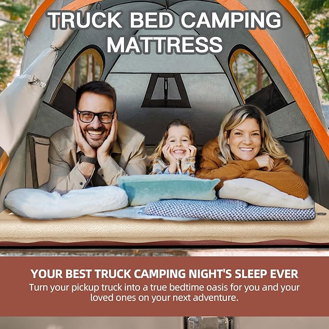 Truck Bed Mattress for 6-6.5Ft Self-Inflating Mat Full-Size Short Trucks Bed for Outdoor Camping Pickup Tent Accessories 12V Air Pump Carry Bag for Silverado RAM F Series Sierra Titan