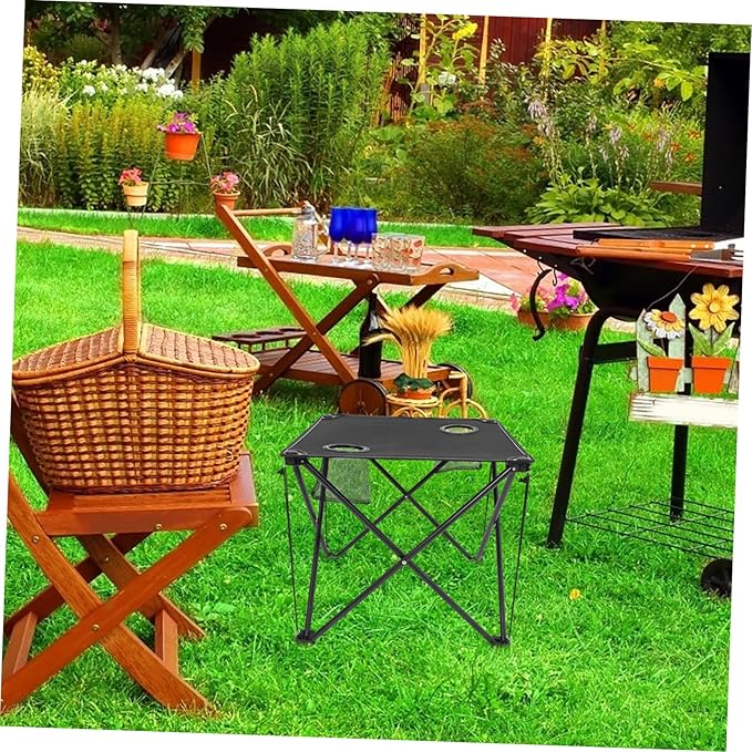 1pc Camping Table Picnic Table Cup Holders Portable Outdoor Folding for Camping Beach BBQ and Events