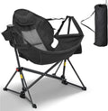 Ainfox Hammock Camping Chair Foldable Portable Rocking Chairs for Adults Outside Swinging Camp with Cup Holder Pillow for Outdoor Patio Poolside (Black)