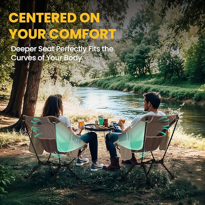 Overmont Ultralight Portable Camping Chair- Lightweight Folding Backpacking Chair Support up to 330Lbs Compact Beach Chair for Adults with Carry Bag for Backpack Hiking Fishing Outdoor Camp Travel