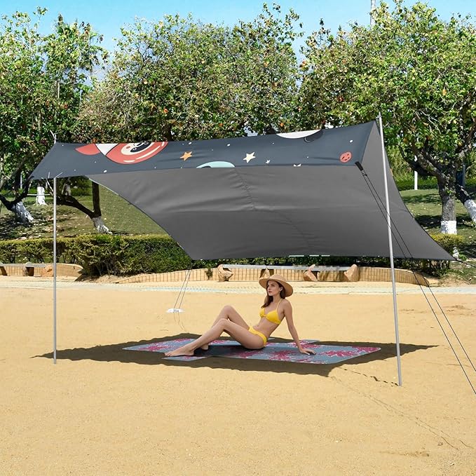 Panda Flying in Outer Space Camping Sun Shelter Beach Tent Portable Beach Sun Shade Outdoor Canopy for Camping Trips Fishing Picnic