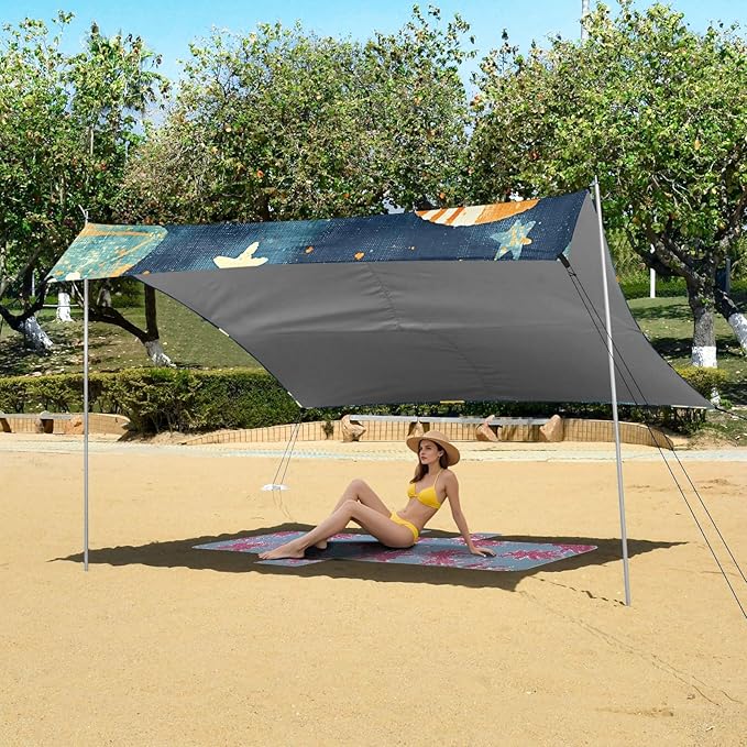Rugby Pattern (41) Camping Sun Shelter Beach Tent Portable Beach Sun Shade Outdoor Canopy for Camping Trips Fishing Picnic