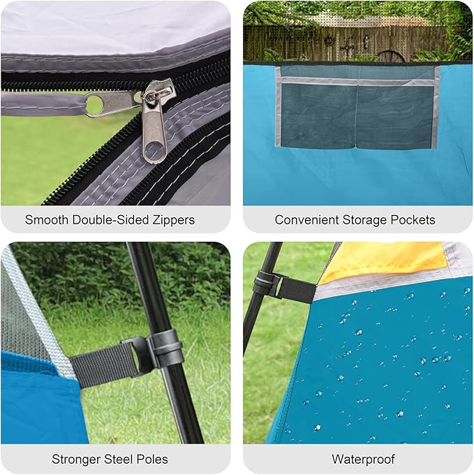 Tents for Camping 6 Person Tent Waterproof Windproof Double Layer Family Camping Tent Easy Setup Dome Tent with Large Mesh Windows &amp Wider Door for Outdoor Camping &amp Hiking