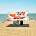 Cute Fox and Flowers Camping Sun Shelter Beach Tent Portable Beach Sun Shade Outdoor Canopy for Camping Trips Fishing Picnic