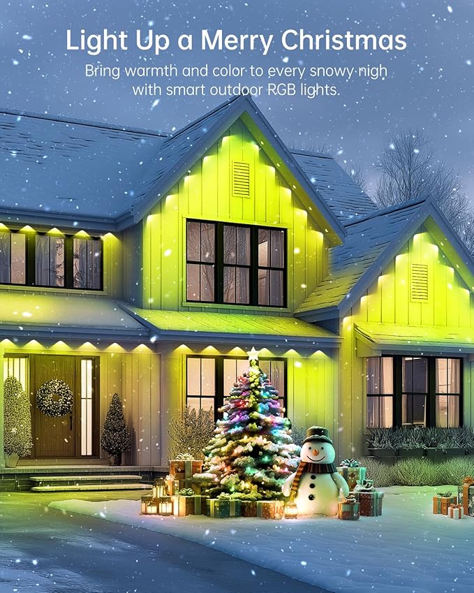 200FT Permanent Outdoor Lights -RGB Eaves Lights with App Control RemoteDIY Scene Modes IP67 Waterproof Outside LED Light for Christmas Holiday Daily House Roof Eternity Lighting