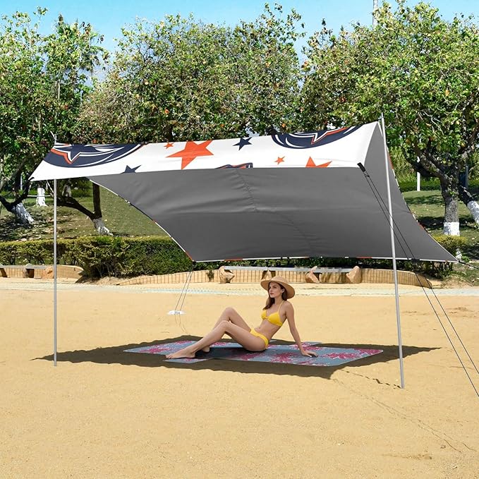Rugby Pattern (10) Camping Sun Shelter Beach Tent Portable Beach Sun Shade Outdoor Canopy for Camping Trips Fishing Picnic