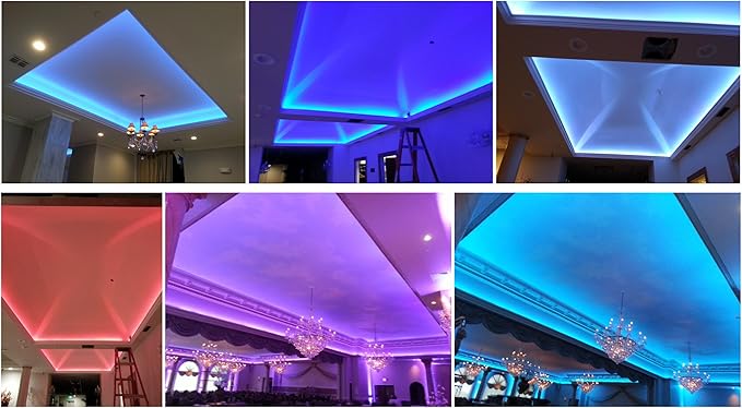 CBconcept® 165 Feet RGB Color Changing 120 Volt High Output LED SMD5050 Flexible Flat LED Strip Rope Light - Commercial Grade Indoor Outdoor use Ready to Plug n Shine