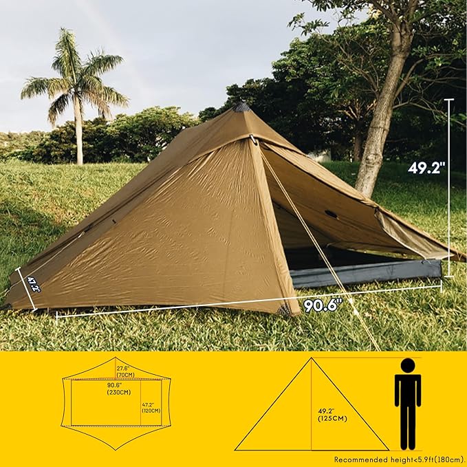 LANSHAN Ultralight Tent 3-Season Backpacking Tent for 1-Person or 2-Person Camping Trekking Kayaking Climbing Hiking
