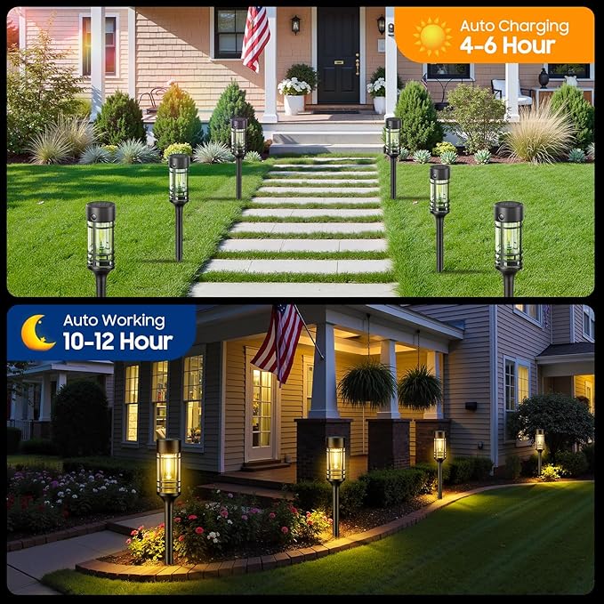 LETMY Solar Pathway Lights Outdoor 4 Pack Solar Lights Outdoor Waterproof IP65 Bright Garden Light for Yard Walkway Driveway Landscape Garden Decor