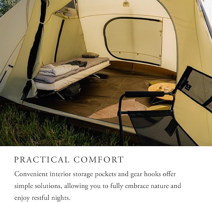 Snow Peak Alpha Breeze Tent Camping Tent Easy Set Up Water Repellent UV-Protective Finish Ivory 4 Person